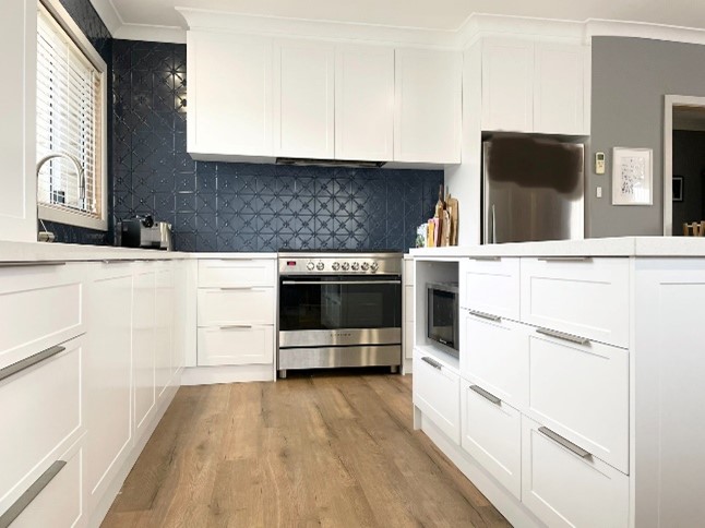 Blue splashback